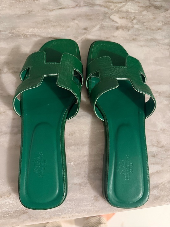 Hermes Shoes - Hermes Green Women's Slide Sandals